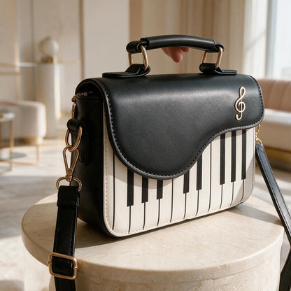 Piano Keyboard Bag, Music Lover Purse, Musical Handbag, Black White Crossbody, Music Teacher Gift, Piano Gift