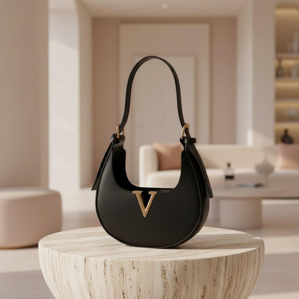 Black Hobo Shoulder Bag for Women, Minimalist Crescent Purse, Small Black Handbag, Elegant Everyday Bag