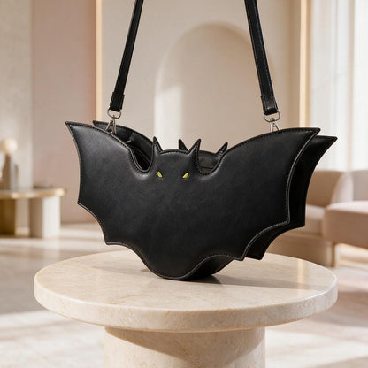 Bat Shoulder Bag, Gothic Bat Purse, Batwing Crossbody Bag, Black Alternative Handbag, Spooky Halloween Bag