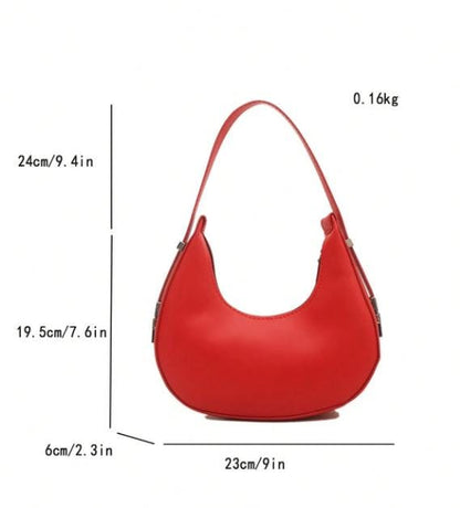 Red Crescent Shoulder Bag, Women's Red Hobo Bag, Minimalist Handbag, Half Moon Purse, Y2K Underarm Bag, Chic Everyday Bag