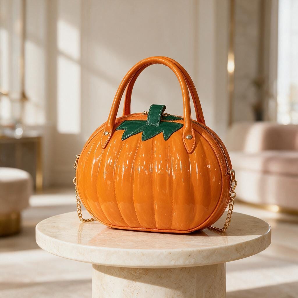 Pumpkin Handbag, Halloween Pumpkin Purse, Orange Fall Bag, Cute Autumn Shoulder Bag, Spooky Seasonal Accessory
